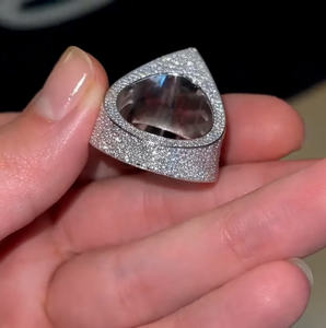 Modern <b>Silver</b> Round Brilliant Cut Moissanite Bezel Setting Bridal Engagement Hip Hop <b>Ring</b> for Women <b>Men</b> - Product Image 2