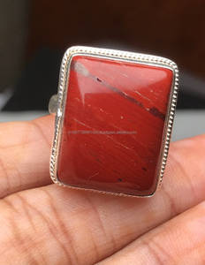 แหวนแจสเปอร์สีแดงธรรมชาติ925แหวนเงินแท้สำหรับเป็นของขวัญทำมือเครื่องประดับสำหรับเดือนมีนาคมสำหรับเธอ - Product Image 2