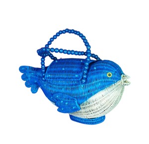 Cesta de Almacenamiento de Mimbre Hecha a Mano con Forma de Pájaro Azul, Estilo Bohemio, Diseño Animal, Organizador Decorativo, Bolsa de Mimbre - Product Image 3