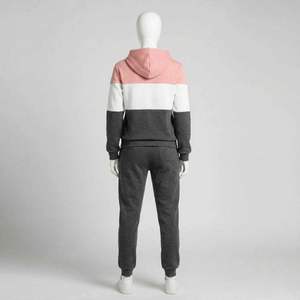 Custom Women Color Block <b>Hoodie</b> Tracksuit Cotton Fleece Jogger Set Casual Streetwear Sportswear Two Piece Apparel OEM - Product Image 2