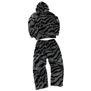 Survêtement d'hiver unisexe en polaire Sherpa épais et écologique, coupe-vent, avec logo personnalisé, pour le jogging, ensemble de survêtement uni avec capuche, pantalon de jogging pour homme - Product Image 2