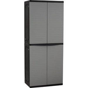 Armoire de rangement extérieure en plastique avec portes à lattes, organisateur utilitaire peu encombrant - Product Image 1