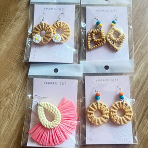 Pendientes de Bambú y Ratán Hechos a Mano, Joyería Ecológica Natural, Estilo Boho, Accesorios de Moda Ligeros, Hechos en Vietnam - Product Image 4