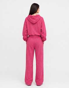 ONETEN Women <b>Pink</b> Hooded Tracksuit Set Letter Print Loose Fit <b>Sweatshirt</b> and Wide Leg Pants - Product Image 2