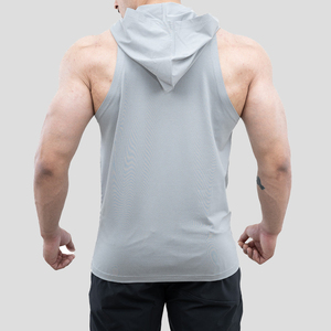 Sudadera con Capucha para Hombre, sin Mangas, Cuello en V, Color Sólido, Tejida, Transpirable, de Secado Rápido, con Logotipo Personalizado, Informal - Product Image 2