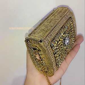 Luxury Handmade Black Velvet <b>Clutch</b> With <b>Gold</b> Embellishments Irregular Shape Metal Detailing - Product Image 4