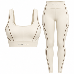 Conjuntos de yoga de dos piezas, bra y leggings, conjuntos de yoga personalizados con logo personalizado, ropa deportiva para mujer, ropa de entrenamiento de cintura alta. - Product Image 1