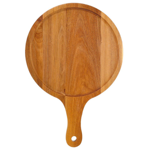 Pala para Pizza de Madera de Acacia Hecha a Mano con Mango, Plato Redondo para Servir y Tabla de Cortar para Uso en el Hogar, Restaurantes y Cafeterías - Product Image 5