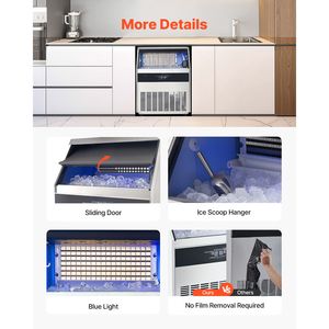 Macchina Professionale per Produzione Ghiaccio 360 libbre/24H, Capacità di Stoccaggio 88 libbre, 160 Cubetti di Ghiaccio, 15 Minuti - Display Digitale a LED - Product Image 6