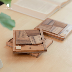 The Square Deal : Wooden Tangram Square Deal <b>Puzzle</b> Size 12.5 x 15 x 1.6 cm (Assembled) Made By SiamMandalay - Product Image 1