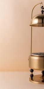 ถาดอุ่นอาหารหรูหราสีทองพร้อมฝาปิดแบบแขวน วัสดุโลหะขัดเงา แต่งด้วยสีดำด้าน เหมาะสำหรับบุฟเฟ่ต์โรงแรมและงานแต่งงาน - Product Image 6