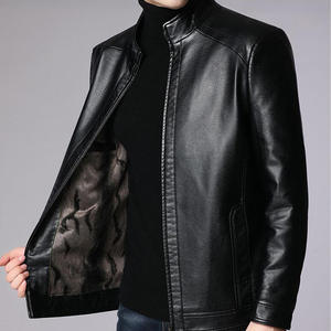 Men's High Street Style <b>Slim</b> <b>Fit</b> Genuine Leather <b>Jacket</b> Zip-Up Varsity <b>Jacket</b> with Short Coat Fashion <b>jacket</b> for men - Product Image 4