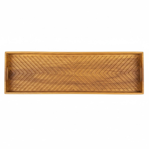 Plateau à chaussures moderne en bois de noyer massif avec poignées en laiton, rectangulaire, décoratif, pour l'organisation et la décoration de la maison - Product Image 4