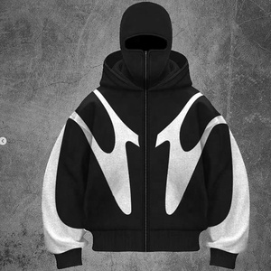 Nueva Sudadera con Capucha Unisex de Moda Urbana con Cremallera para Invierno, OEM ODM Y2K Hip Hop, de Algodón y Felpa, con Bloques de Color y Logotipo Personalizado para Hombre - Product Image 4