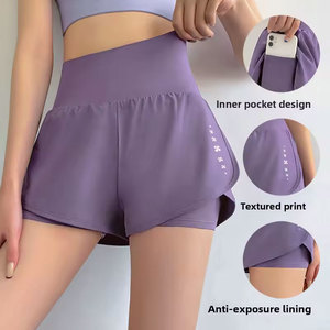 Shorts de Yoga para Mujer, Cintura Alta, Cierre con Cordón, Tela Oxford de Spandex/Algodón, Secado Rápido, Ecológicos, Impermeables, Anti-Transparencia - Product Image 1