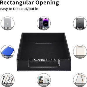 Bandeja de cartas de cuero de lujo para organizar archivos de papel de correo, revistas, cosméticos, suministros de oficina, organizador de escritorio para sala de estar - Product Image 3