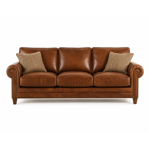 Sofá de Cuero Premium de 3 Plazas con Estructura de Madera Sólida para Diseño de Interiores de Sala de Estar de Lujo, Sofá Tapizado en Cuero - Product Image 2