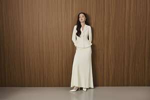 Jupe longue en soie taille haute unie / avec empiècements en dentelle Vietnam toutes saisons MIDNIGHT LILY - Longue pour femme - Tissu doux et élégant KV73 - Product Image 5