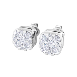 Élégantes boucles d'oreilles clous carrées en or blanc avec diamants, tendance, pour femme, style Ice Out Bling Cluster, bijoux cadeau, vente en gros - Product Image 4