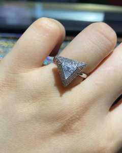 High Quality 1CT Triangle Cut Moissanite <b>Dome</b> Shapes <b>Ring</b> Original 925 Silver Fine Jewelry Fashionable For Party Charms - Product Image 4