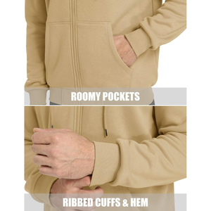 Wholesale Luxury Fleece Men's Hoodie Heavyweight 100% Cotton Custom Zipper Regular Fit Puff-Print Solid Pattern Winter Warmth - Product Image 3