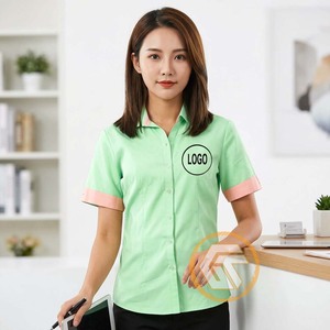 Alpha |   Chemise décontractée pour femme Kapa, unie, noire, simple, avec boutons, logo brodé sur le devant, manches raglan, col rabattu, 100% coton - Product Image 3