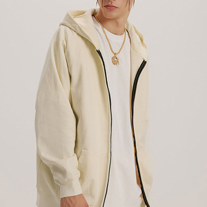 Maßgefertigter Großhandel Hochwertiger 100% Baumwoll-French-Terry-Stoff Bestickter Einfarbiger Crop-Style Reißverschluss Lässiger Herren-Kapuzenpullover - Product Image 2