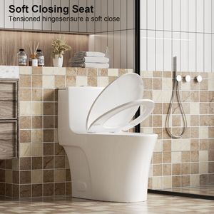 WC monoblocco 1.1/1.60 GPF con doppio scarico, tappo serbatoio con pulsante, scarico a pavimento (S-Trap), a risparmio idrico, allungato, altezza comfort, chiusura ammortizzata C - Product Image 3