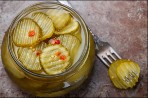 Wavy Spicy Canned <b>Pickled</b> Cucumber Slices Vinegar Brine Mason <b>Jar</b> Packaging | Peeled | Room Temperature - Product Image 5