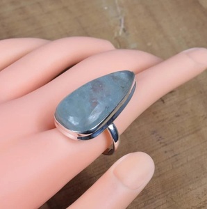 925 Sterling Silver Pear Cut <b>Blue</b> Gemstone Punk Statement <b>Ring</b> Handmade for Certified Women's March Birthstone Gift - Product Image 5