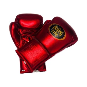 ถุงมือชกมวยหนังวัวแท้คุณภาพสูง สีแดงเมทัลลิก ไม่มีมวยไม่ใช่ชีวิต รุ่น Pro Fight สำหรับฝึกซ้อมและแข่งขัน ยูนิเซ็กส์ CP-BG-127 - Product Image 1