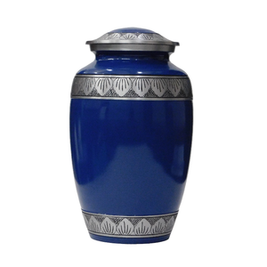 Urnes funéraires en aluminium pour adultes avec gravure, finition en étain et couleur bleue, fournitures funéraires en métal pour cendres humaines - Product Image 1
