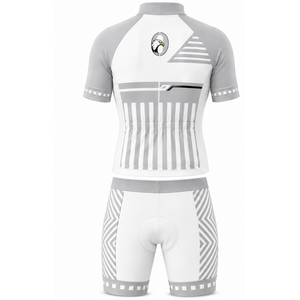 Light Grey White <b>Cycling</b> Jersey <b>Shorts</b> Set <b>Short</b> Sleeve Full Zip Breathable <b>Padded</b> Bicycle Racing Training Performance Sports - Product Image 2