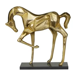 Escultura de Caballo de Latón Hecha a Mano al por Mayor, Estatua Abstracta de Animal Dorada, Decoración Moderna para Mesa de Salón, Oficina u Hotel - Product Image 1