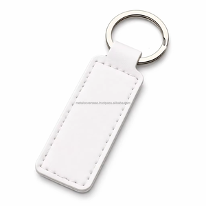 Porte-clés en cuir blanc au design simple, porte-clés en cuir cousu, porte-clés durable pour clés de voiture, sacs et accessoires - Product Image 1