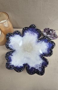 Handmade decorative resin bowl with natural minerals. - Product Image 1