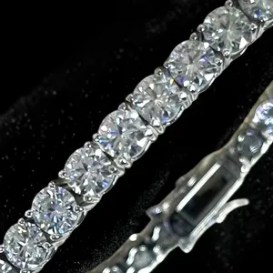 กำไลเพชรทรงกลม 10 กะรัต ทำมือจากทองคำขาว 14k คุณภาพ E F VVS เพชรเพาะเลี้ยงในห้องปฏิบัติการ - Product Image 1
