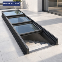 Rogenilan - Fenêtre de toit rétractable double vitrage en aluminium, sur mesure, pour toit plat vertical, étanche, à ouverture superposée
