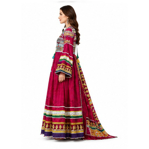 Vestido afgano kuchi de algodón para mujer, largo hasta el suelo, bordado, holgado, para todas las estaciones, ropa étnica para bodas, vestido afgano kuchi - Product Image 5