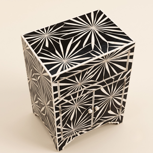 Bone Inlay BEST Modern Design Real Bone Inlay <b>Bedside</b> <b>Table</b> <b>With</b> 1 <b>Drawers</b> for Living Room Bone Inlay Furniture - Product Image 3