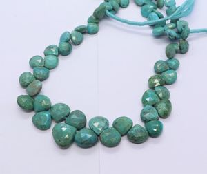Perles en forme de cœur facettées en turquoise d'Arizona AAA, 7-9 mm, pierres précieuses naturelles en turquoise d'Arizona, perles en forme de cœur facettées de 8 pouces - Product Image 6