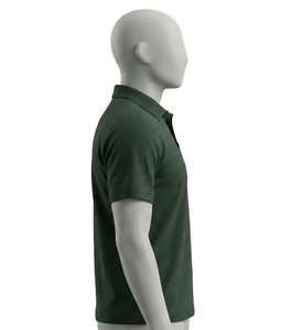 Polo homme vert foncé à manches courtes, col rabattu, coupe classique, 100% coton, couleur unie, toutes saisons - Product Image 3