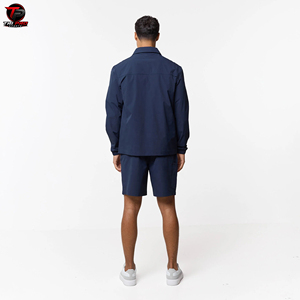 TRI PRO SPORTS <b>Mens</b> Navy Tracksuit <b>Zip</b> Up Jacket And <b>Shorts</b> Set Casual Sportswear Two Piece Outfit Running Windbreaker Set - Product Image 3