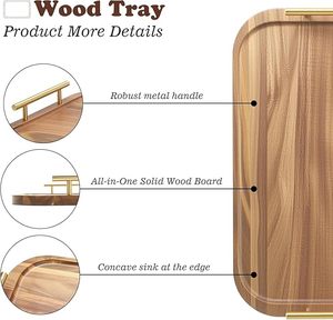 Luxury Wooden Rectangular Serving Tray Decorative Platter Modern Multi-Functional for Coffee Dessert Displays Home Dining - Product Image 4