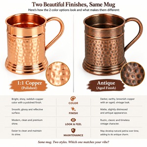 Pure Copper Beer Mug Hammered Finish <b>Moscow</b> <b>Mule</b> Mug 18 oz Capacity Metal Drinkware <b>Cup</b> with Handle for Home Party Bar Decor - Product Image 3