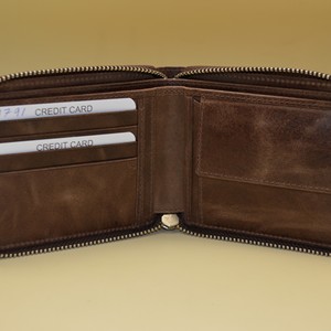 Cartera de cuero genuino con cremallera para hombre, tarjetero multifunción, estilo minimalista corto, uso diario - Product Image 4