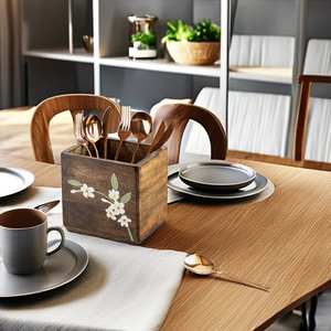 Premium Wooden Cutlery Holder for Dining <b>Table</b> Modern Style <b>Spoon</b> Knife and Fork Stand Organizer for Kitchen <b>spoon</b> stand - Product Image 6