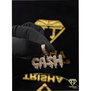 Colgante VVS Moissanite Diamond "CASH" Drip, chapado en oro de 14K, plata de ley 925, estilo hip hop, de Trisha Jewels - Product Image 1