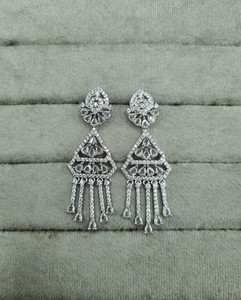 Pendientes Colgantes con Motivo Triangular Brillante y Diamantes Americanos, Pendientes Colgantes Geométricos con Flecos en Forma de Pera, Regalos de Lujo para Novias - Product Image 2