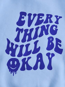 Sweat-shirt à capuche unisexe blanc en coton molletonné surdimensionné avec imprimé au dos « Everything Will Be Okay » et lettres roses – Tenue décontractée - Product Image 5